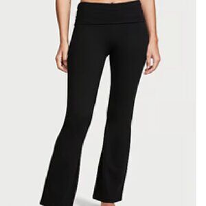 VGUC VICTORIA'S SECRET YOGA COTTON FOLDOVER FLARE LEGGINGS Large High/Low Rise